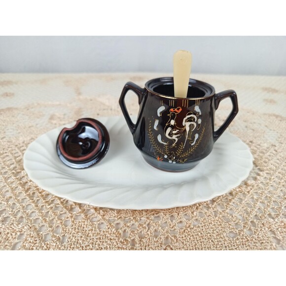 Japanese Style Hand Painted Tea Set And Salt Pepper Shaler Chocolate Rooster - Picture 5 of 9